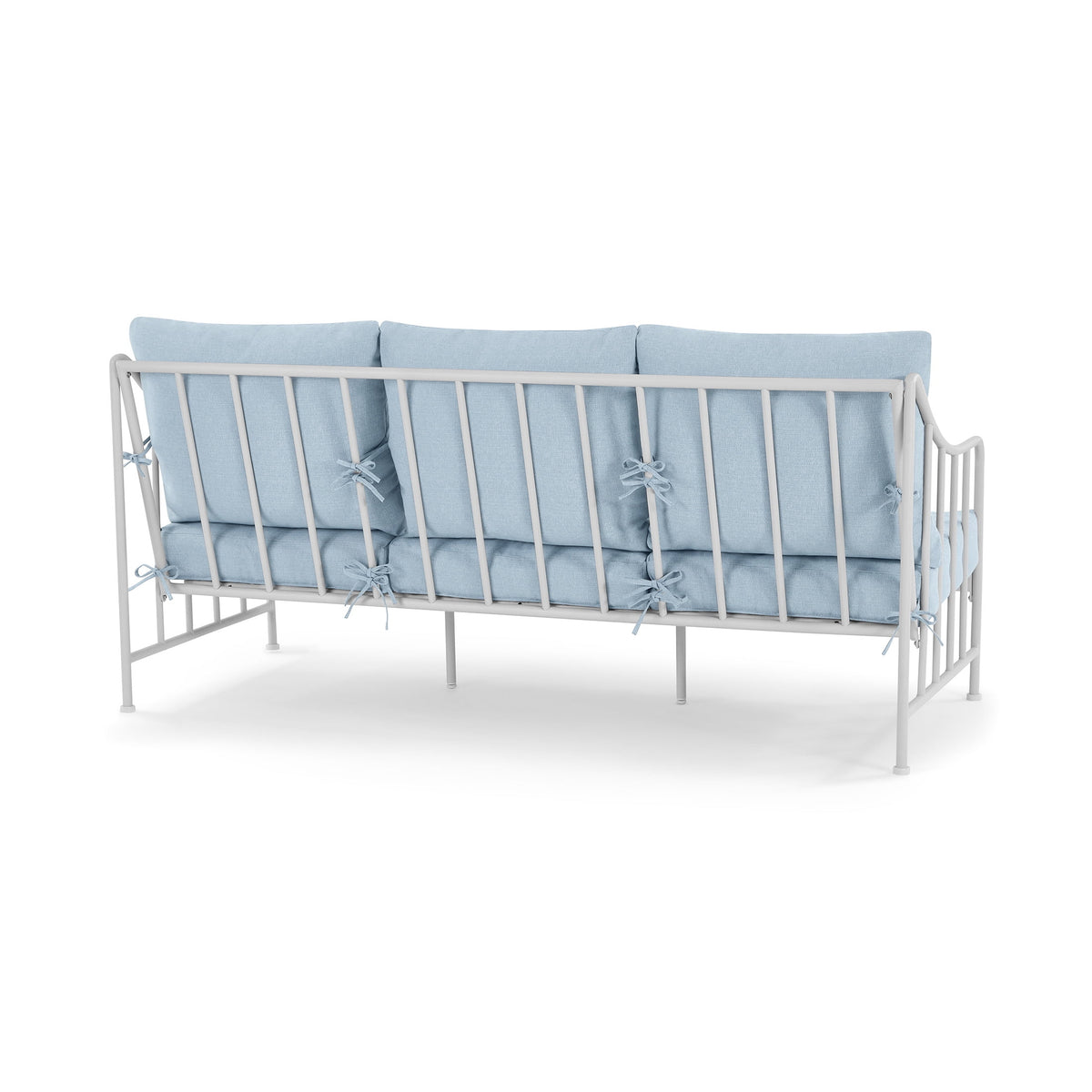 Velmora™ Aubrey Outdoor Metal Sofa with Blue Cushion