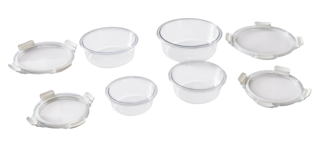 Velmora™ Round Tritan Food Storage Container with Tritan Lid. Set of 4, 8 Pieces
