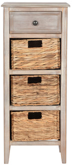 Velmora™ Michaela Nautical Side Table w/ Drawer and 3 Baskets, Vintage White