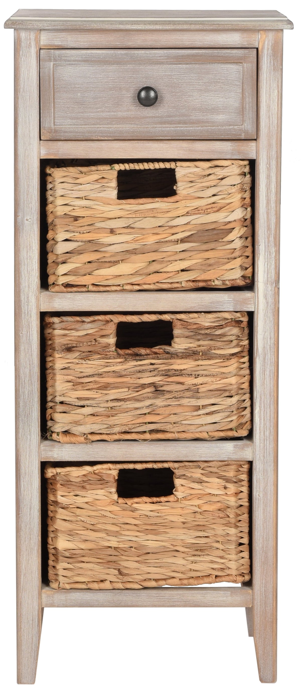 Velmora™ Michaela Nautical Side Table w/ Drawer and 3 Baskets, Vintage White
