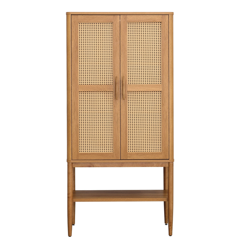 Velmora™ Springwood Caning Storage Accent Cabinet, Light Honey Finish