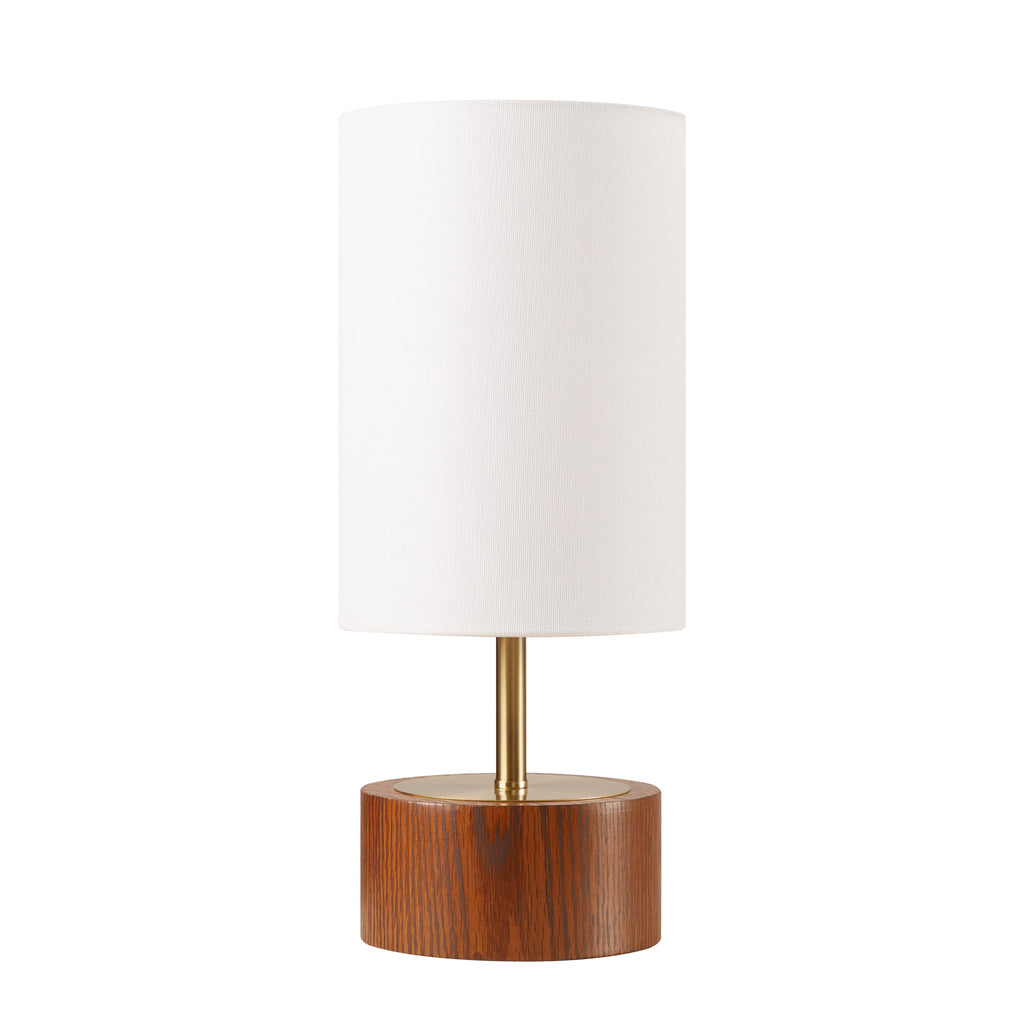 Velmora™ Woodgrain Touch Table Lamp, Walnut and Brushed Brass Finish, 16.25 in