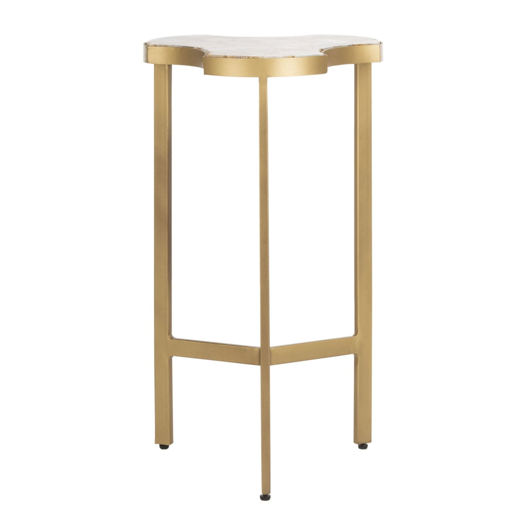 Velmora™ Suki Agate Modern Glam Tripod Accent Table, White/Gold