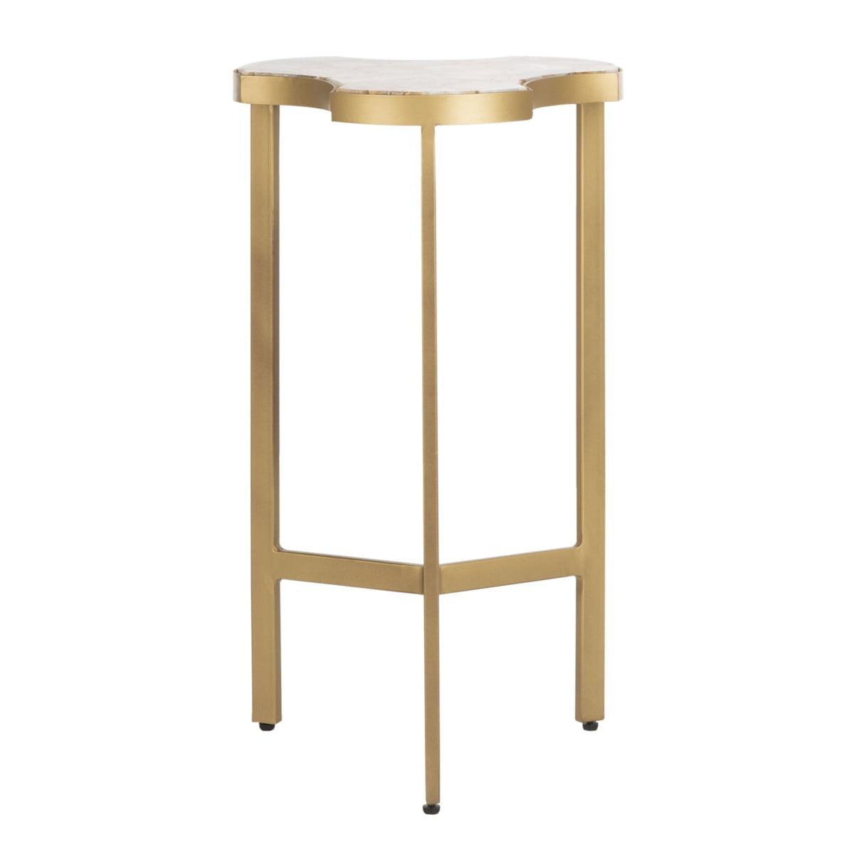 Velmora™ Suki Agate Modern Glam Tripod Accent Table, White/Gold