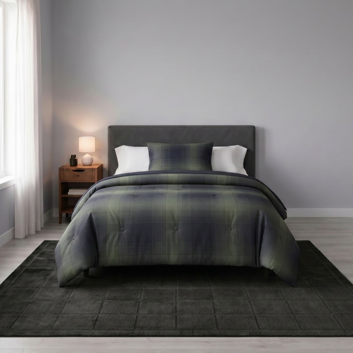 Velmora™ Solid High Low Tufted Grid Dark Gray Indoor Area Rug, 5' x 7'