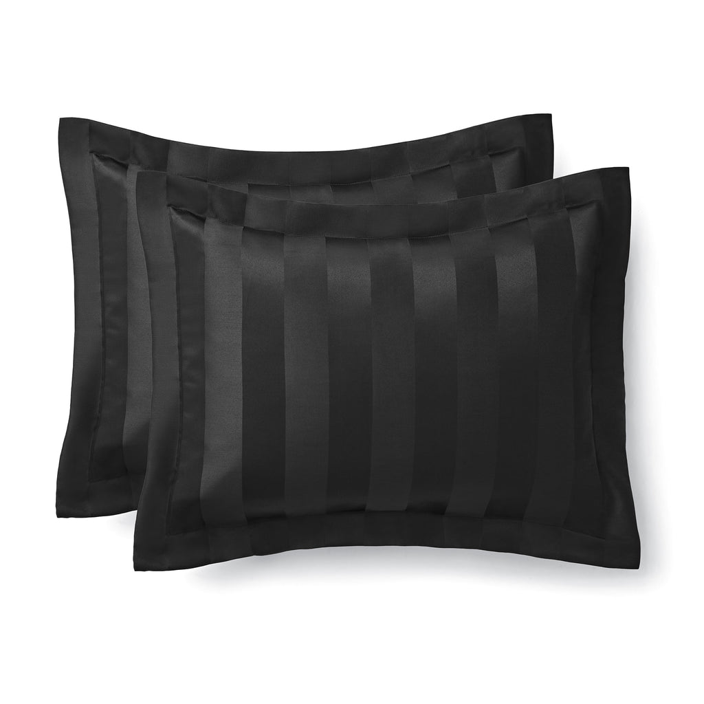 Velmora™ Rich Black 5 Piece Damask Stripe Comforter Set, King, Adult, Unisex