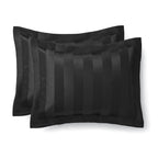 Velmora™ Rich Black 5 Piece Damask Stripe Comforter Set, King, Adult, Unisex