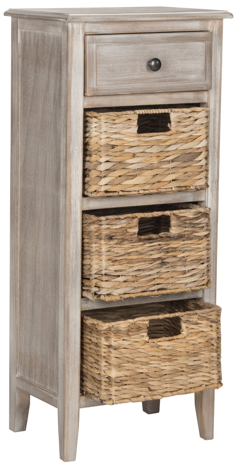 Velmora™ Michaela Nautical Side Table w/ Drawer and 3 Baskets, Vintage White