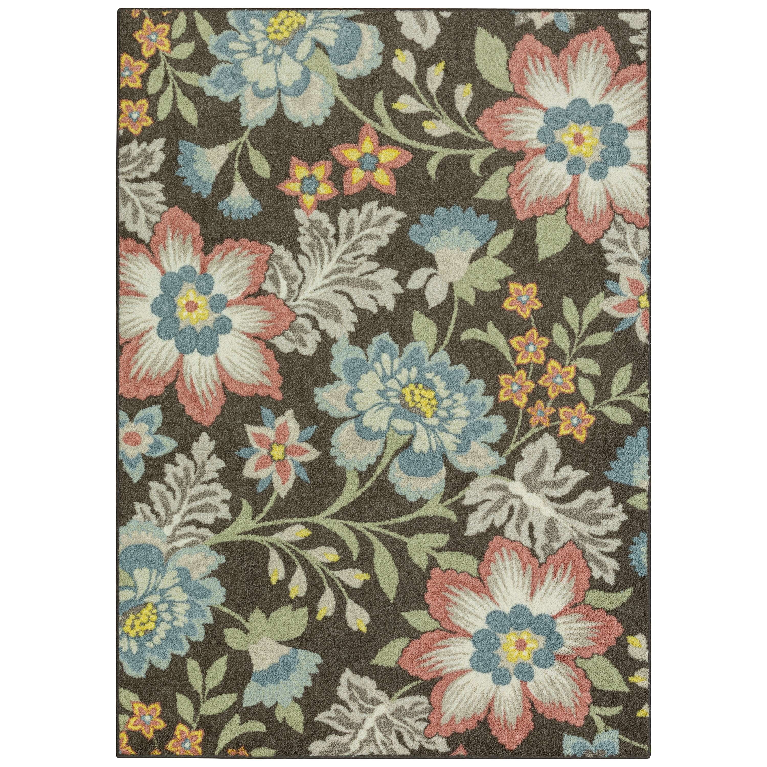 Velmora™ (2 pack) Farmhouse Oversized Floral Gray Multicolor Indoor Area Rug, 5' x 7'
