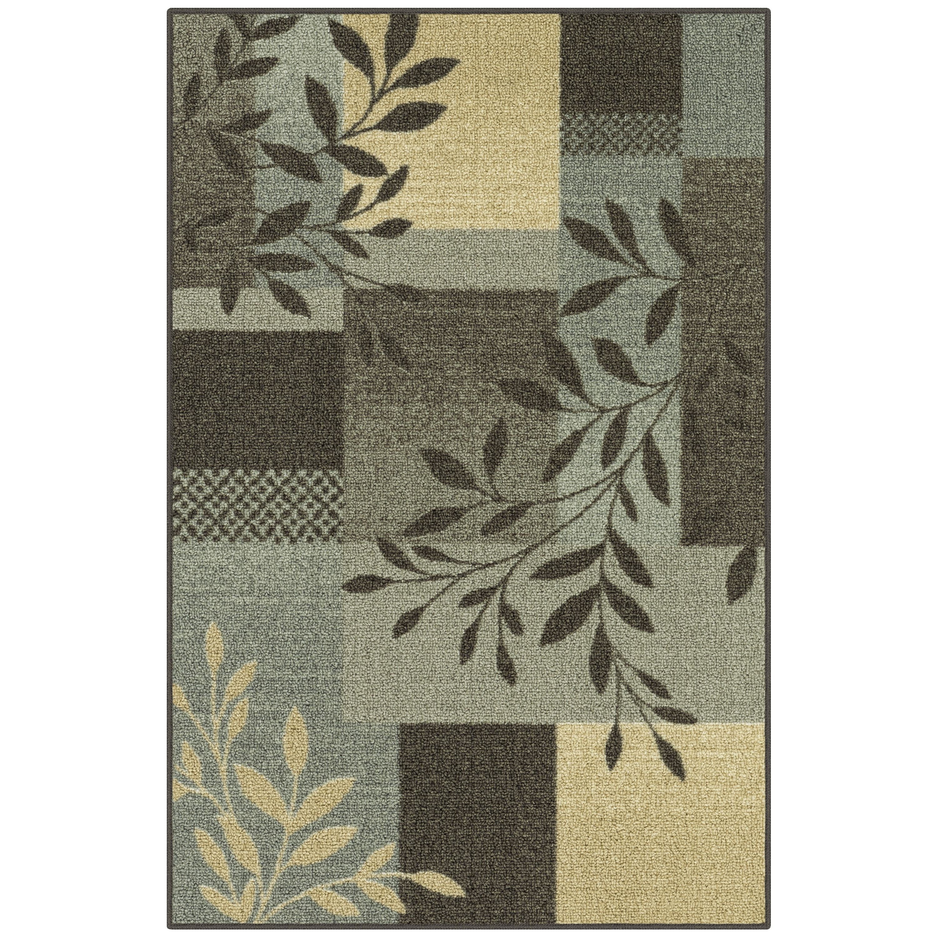 Velmora™ (2 pack) Gray Leaf Block Print Indoor Accent Rug, 2'6" x 3'10", For Home Decor