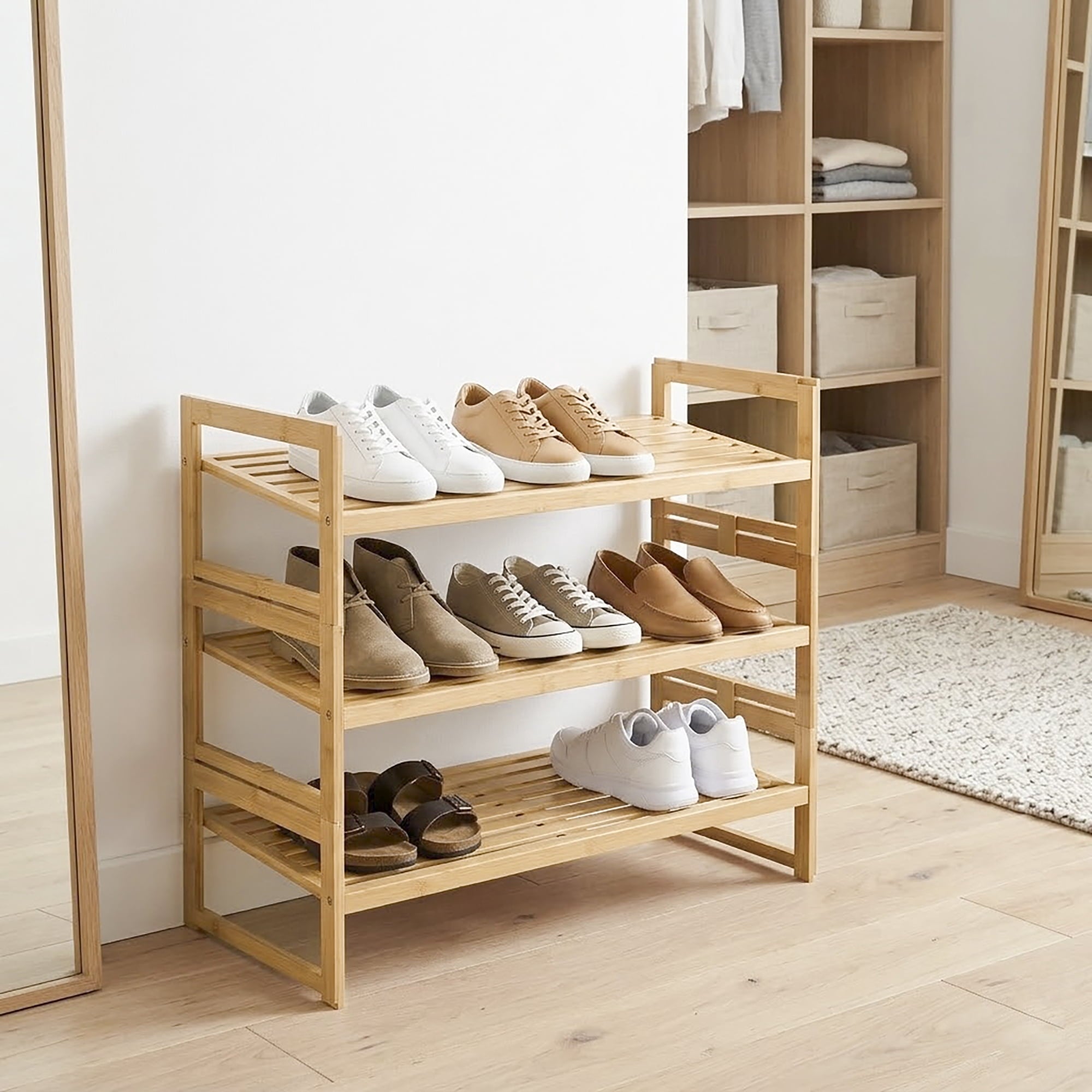 Velmora™ (2 pack) Bamboo 3-Tier Shoe Rack for 9 Pairs