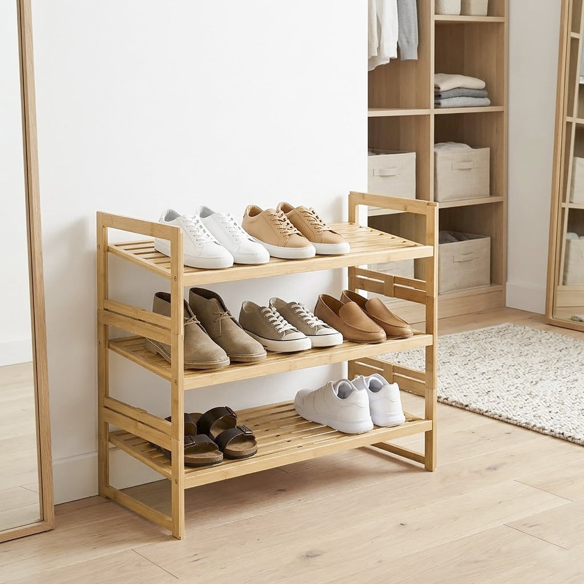 Velmora™ Bamboo 3-Tier Shoe Rack for 9 Pairs