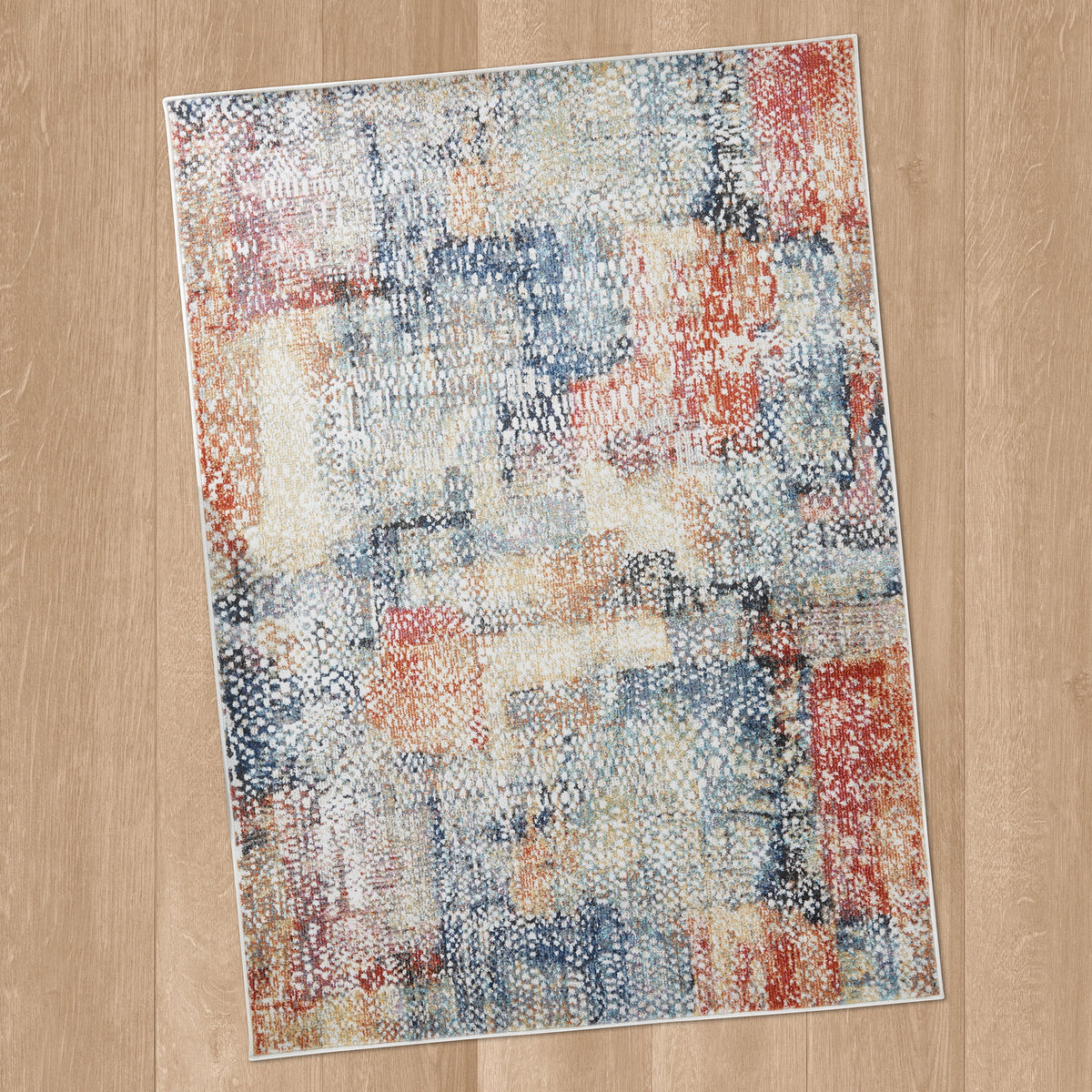 Velmora™ Modern Morgana Multi-Color 5 ft x 7 ft Olefin Area Rug with Frieze Accents