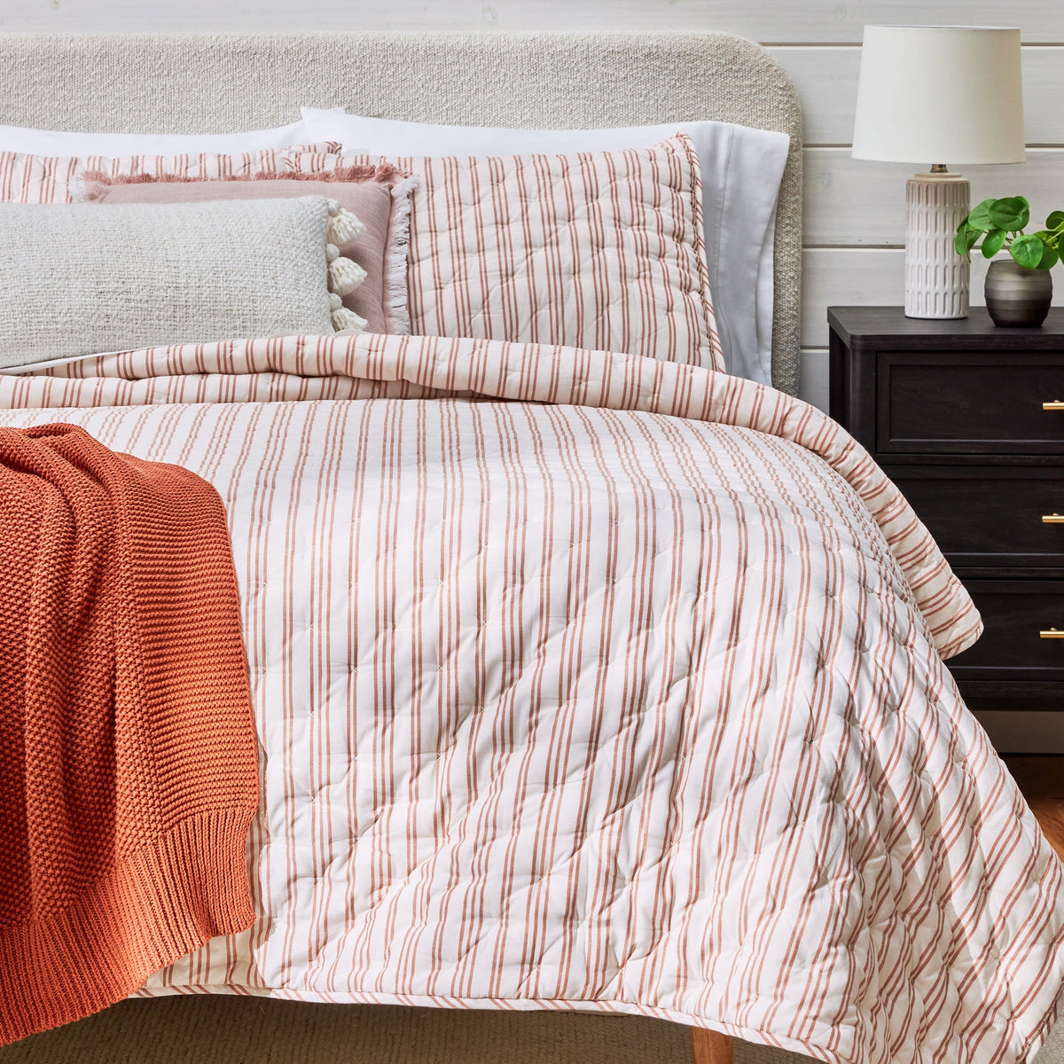 Velmora™ Copper Yarn Dyed Stripe Chambray Quilt, Full/Queen