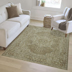 Velmora™ Traditional Plush Beige Medallion Indoor Area Rug, 7' 9" x 10'