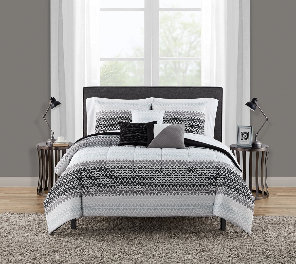 Velmora™ Reversible Marble Diamond 10-Piece Bed in a Bag Bedding Set, Queen