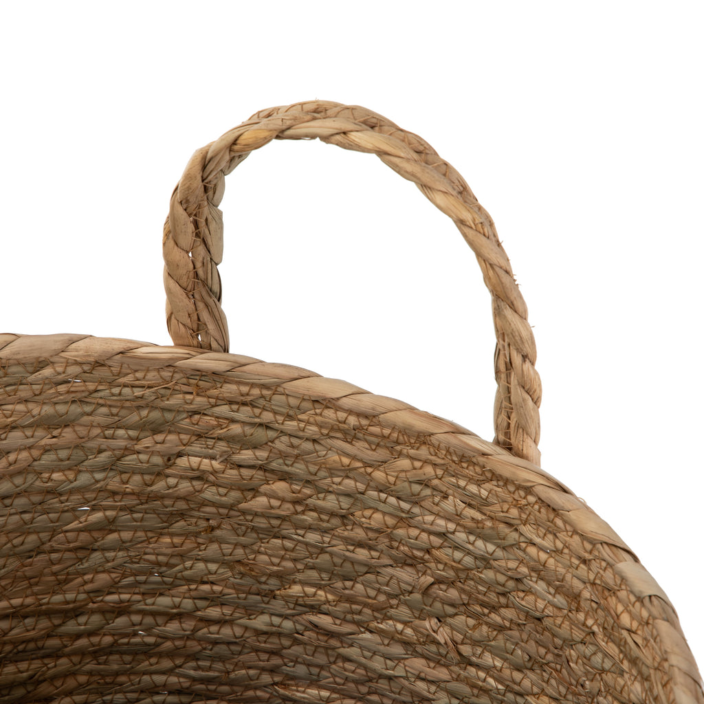 Velmora™ Natural and Black Round Rush Baskets, Set of 2