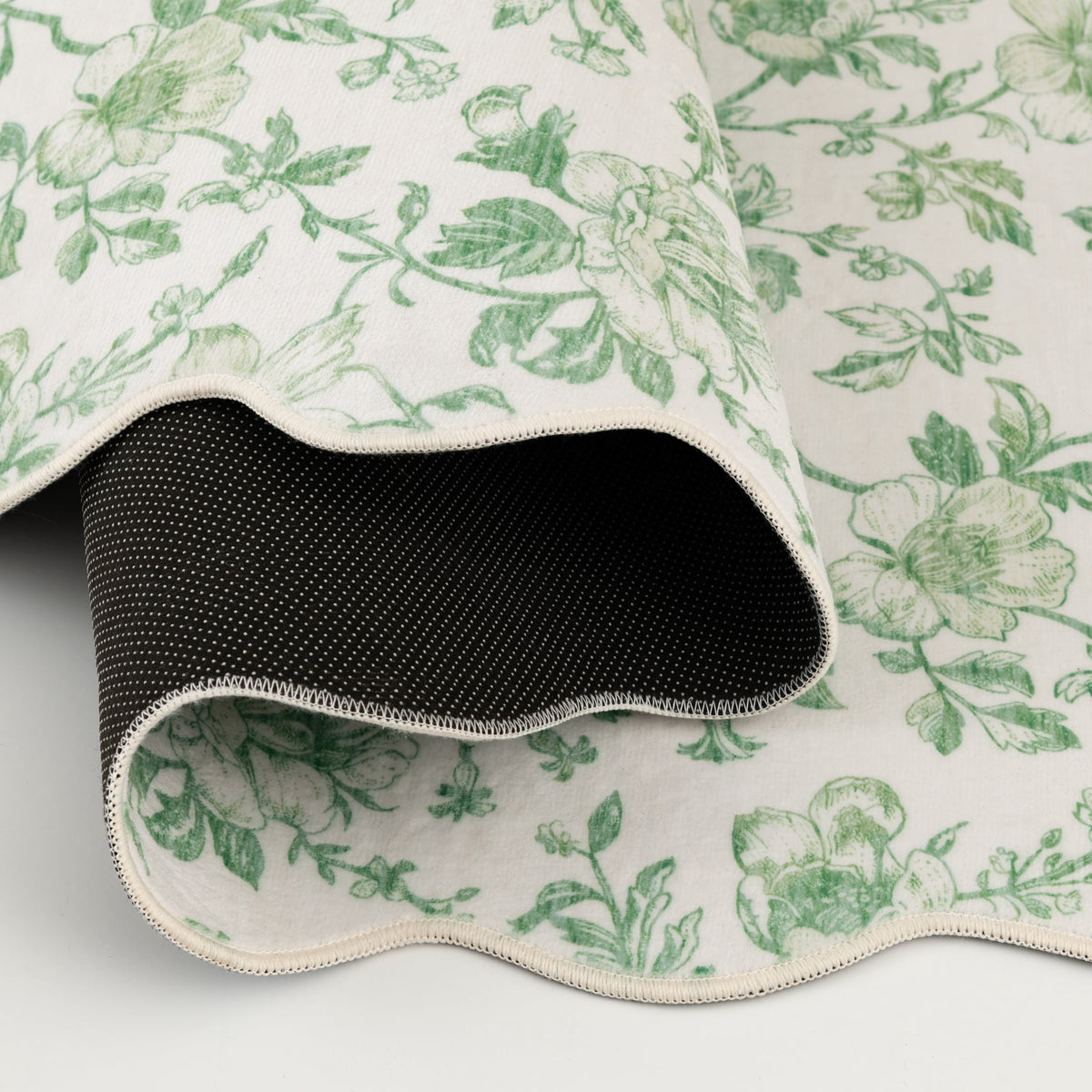 Velmora™ Green Floral Faux Fur Scalloped Indoor Area Rug, 4 ft x 5 ft 6 in
