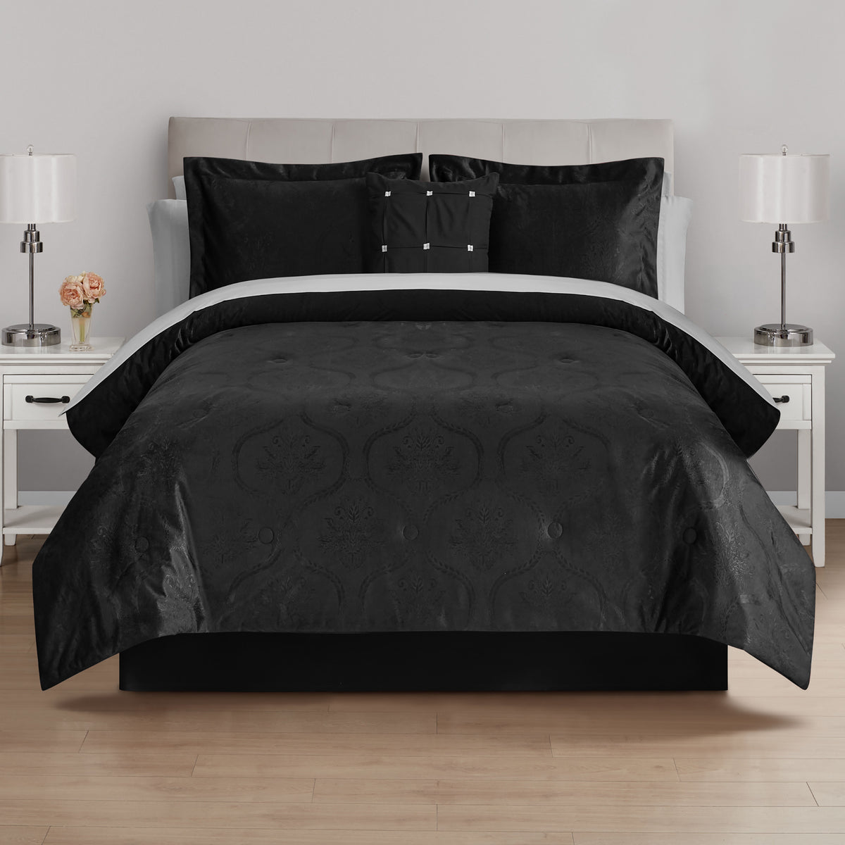 Velmora™ Reversible Bed-in-a-Bag Bedding Set, 11 Pieces, Queen, Green Floral
