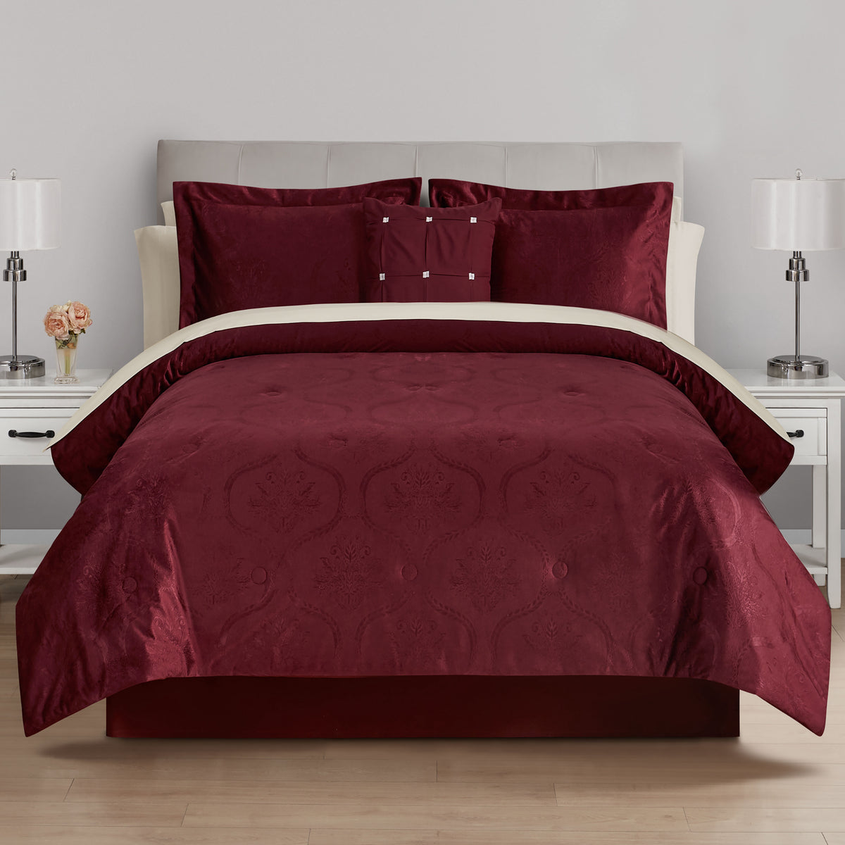 Velmora™ Reversible Bed-in-a-Bag Bedding Set, 11 Pieces, Queen, Green Floral