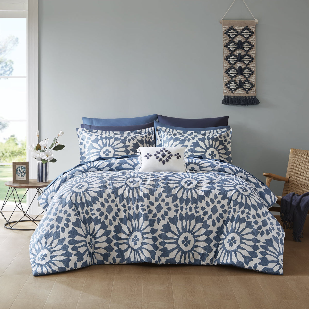 Velmora™ Reversible Bed-in-a-Bag Bedding Set, 11 Pieces, Queen, Green Floral