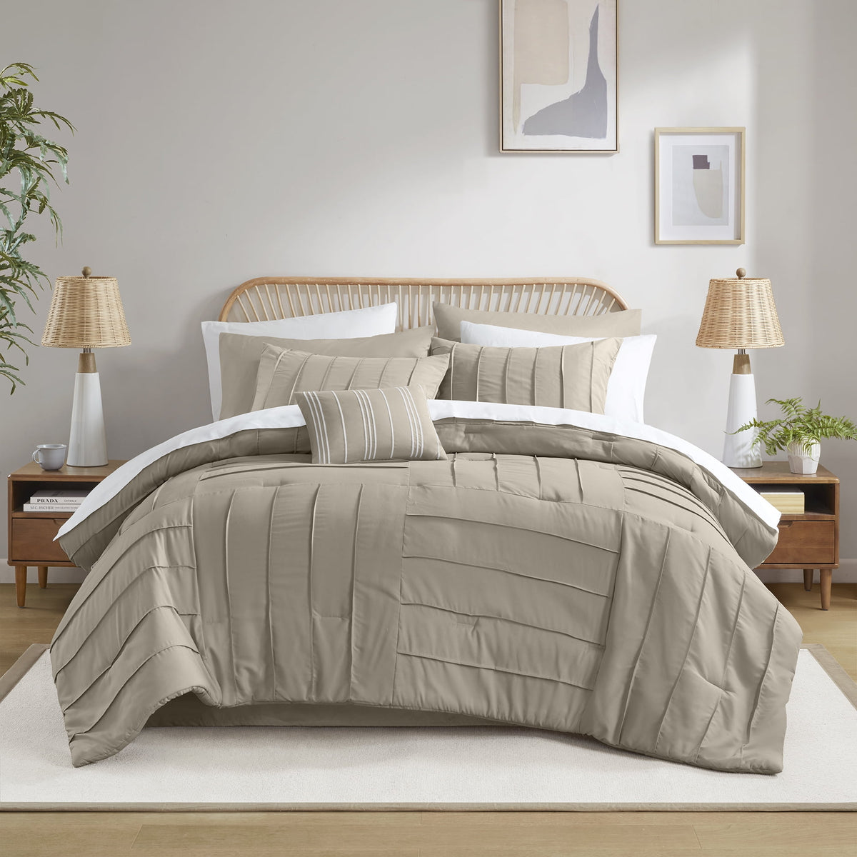Velmora™ Reversible Bed-in-a-Bag Bedding Set, 11 Pieces, Queen, Green Floral