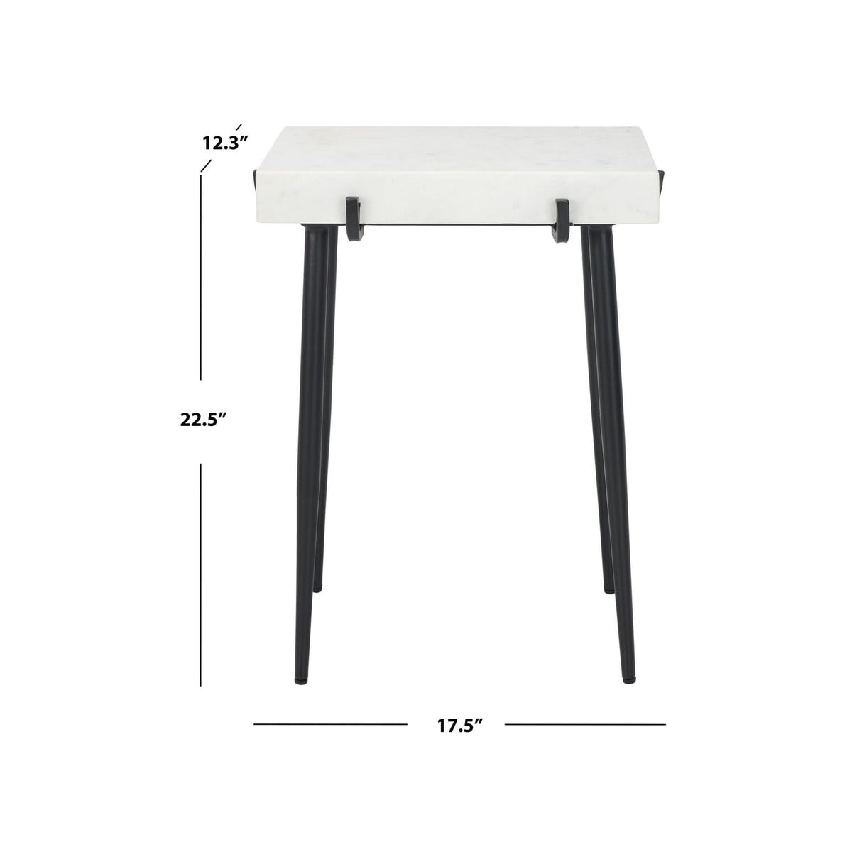 Velmora™ Yuki Mid-Century Stone Top Accent Table, White Marble/Black