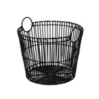 Velmora™ Large Black Poly Rattan Storage Baskets with Handles, Set of 2