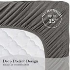 Velmora™ Cotton Rich Extra Soft Jersey Bed Sheet Set, Queen, Charcoal, 4 Pieces