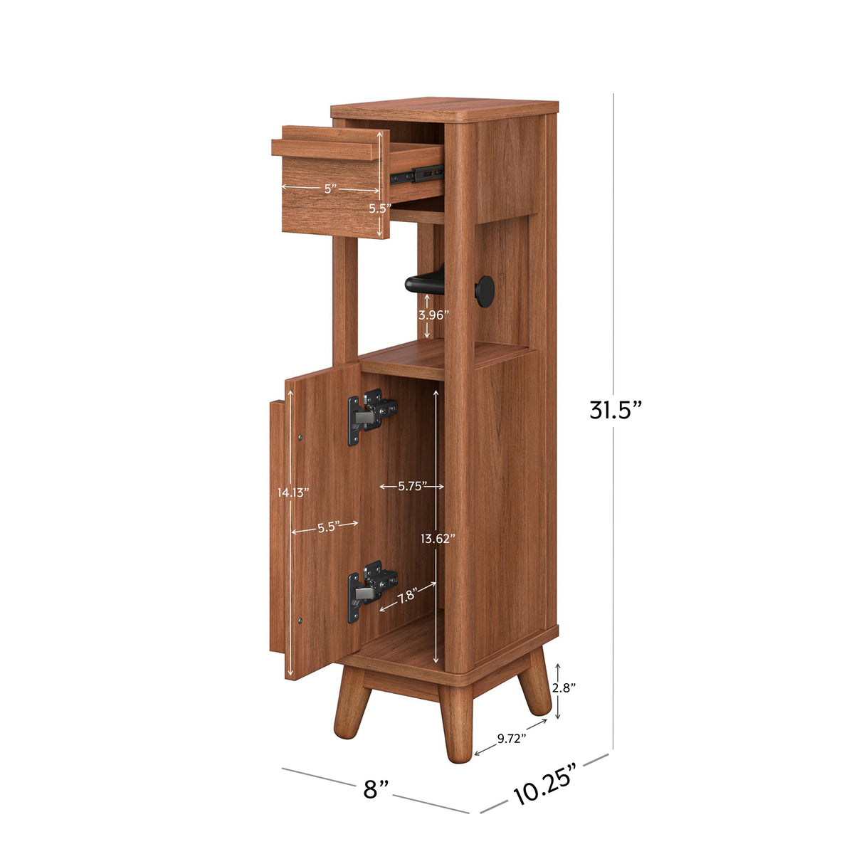 Velmora™ Greyson Slim Bathroom Storage Cabinet with Toilet Paper Holder, Walnut Finish