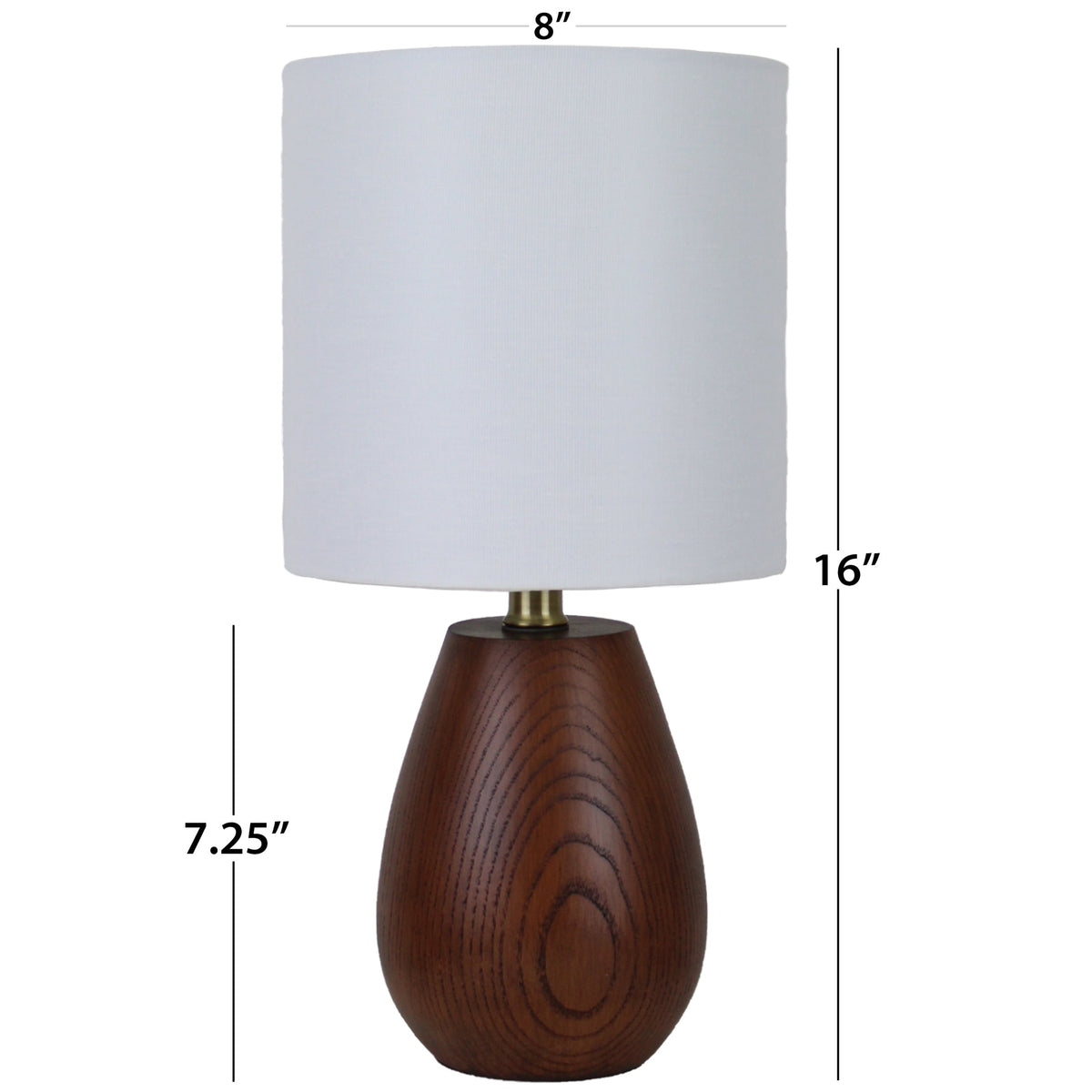 Velmora™ 16 in Walnut Wood-Look Rounded Table Lamp with White Shade