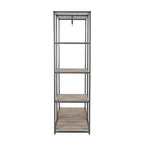 Velmora™ Farmhouse Style Gray Wood and Metal Clothes Rack with Garment Rod