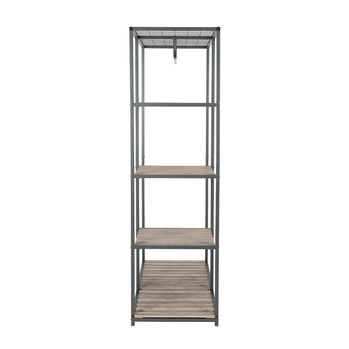 Velmora™ Farmhouse Style Gray Wood and Metal Clothes Rack with Garment Rod