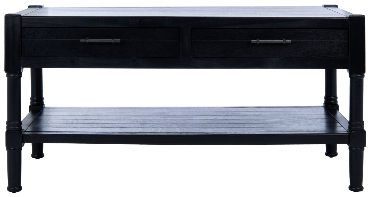 Velmora™ Filbert Solid 2 Drawer Coffee Table, Black