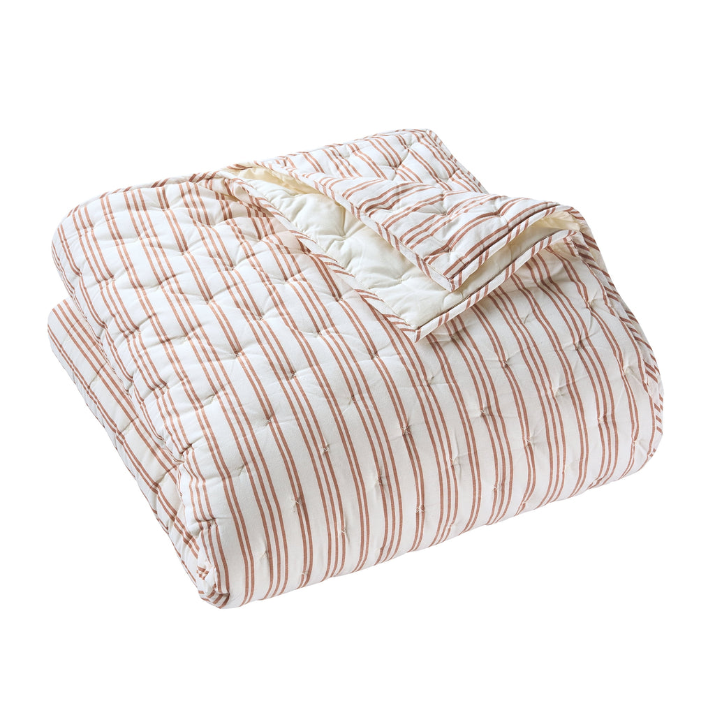 Velmora™ Copper Yarn Dyed Stripe Chambray Quilt, Full/Queen