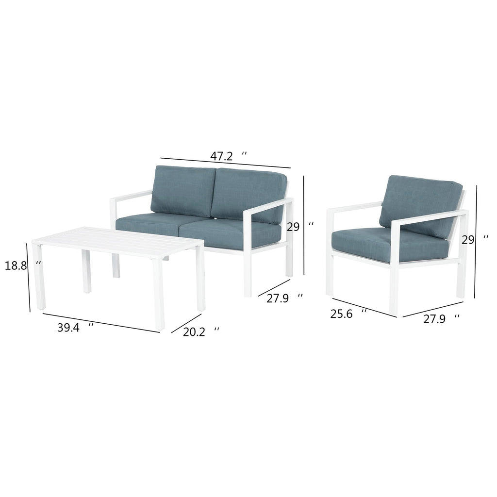 Velmora™ Dashwood 4pc Conversation Set, White with Blue