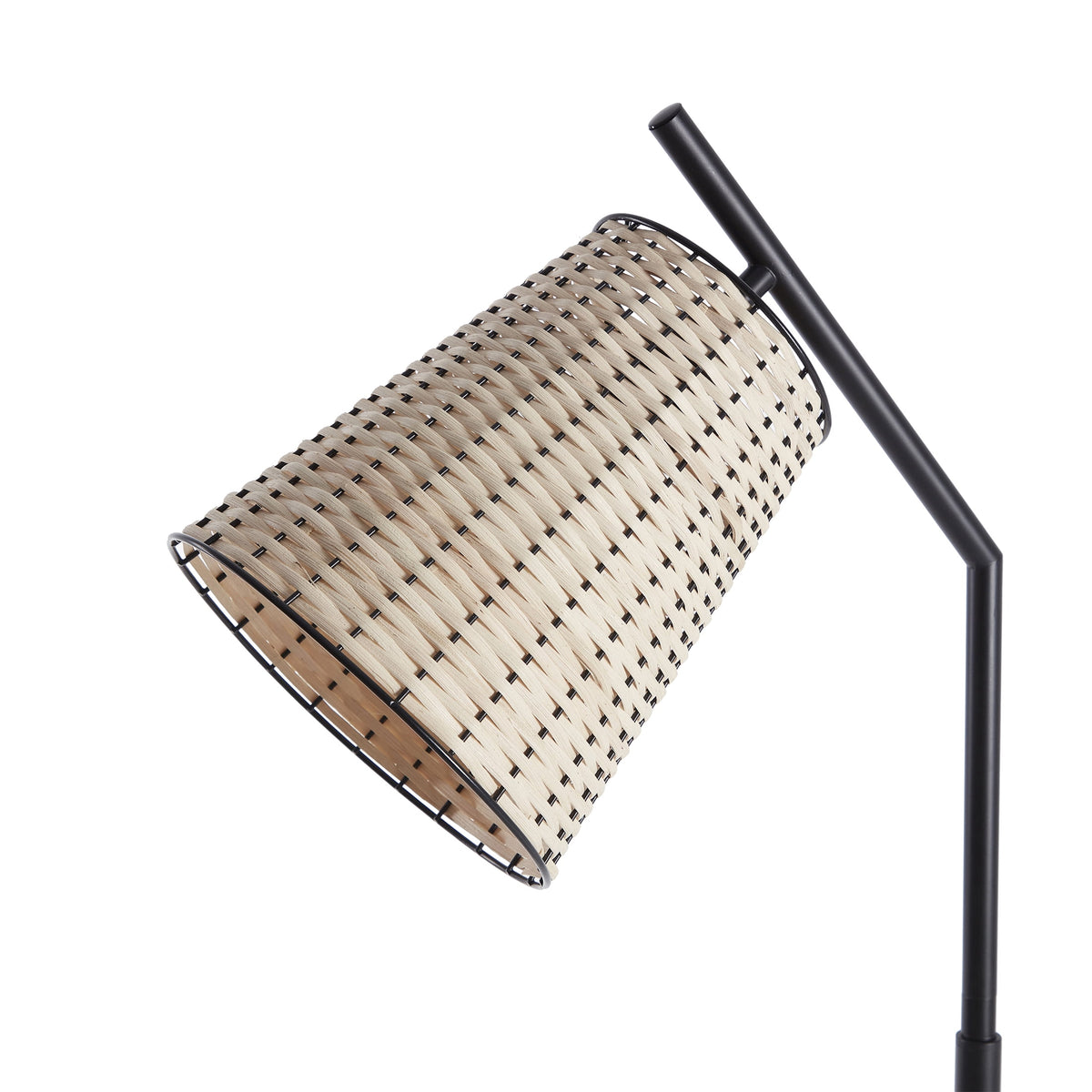 Velmora™ 60 in Boho Black Angled Floor Lamp with Rattan Shade