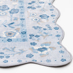 Velmora™ Blue Persian Faux Fur Scalloped Indoor Area Rug, 4 ft x 5 ft 6 in