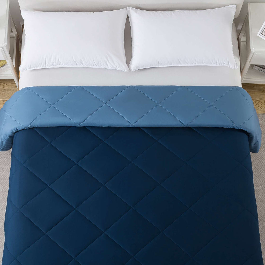 Velmora™ Reversible Microfiber Comforter, Navy, Full/Queen
