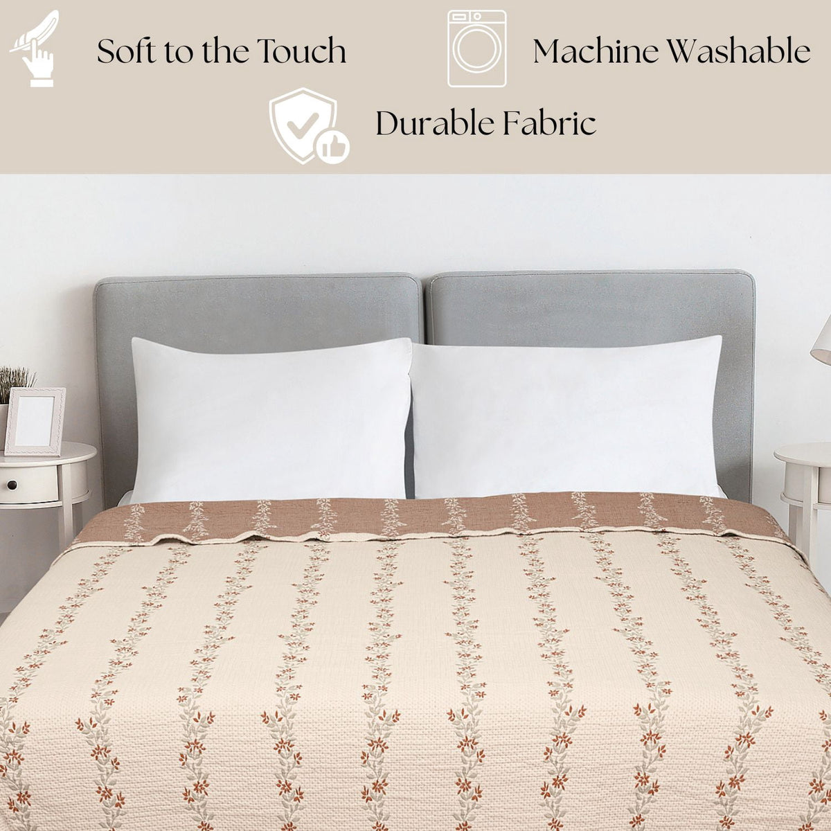 Velmora™ Heritage Floral Quilt, Terracotta Vines, Full/Queen