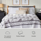 Velmora™ Heirloom Patchwork Quilt, Grey/White, Cal King, Adult