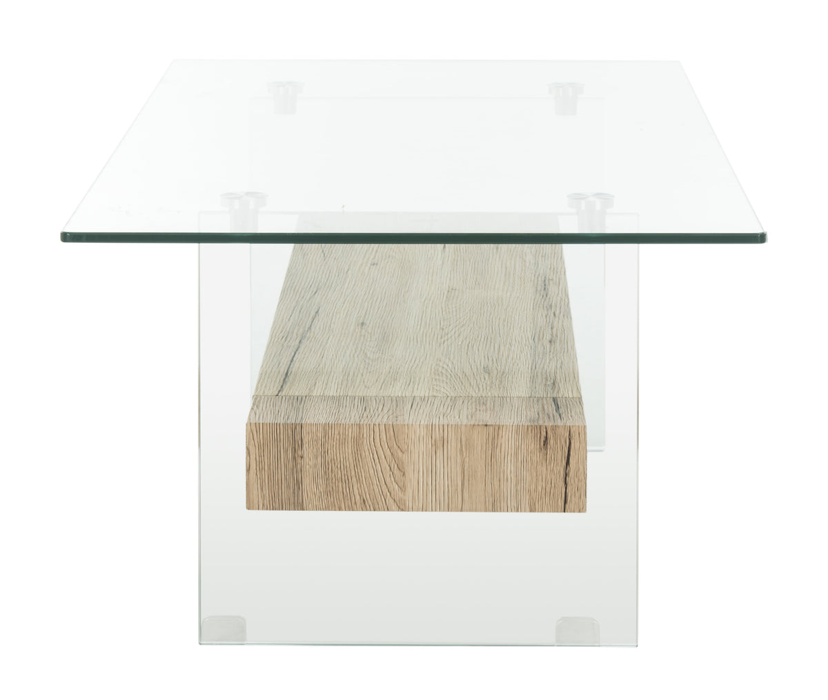 Velmora™ Kayley Rectangular Modern Glass Coffee Table, Natural