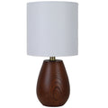 Velmora™ 16 in Walnut Wood-Look Rounded Table Lamp with White Shade