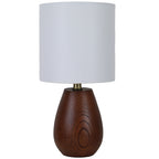 Velmora™ 16 in Walnut Wood-Look Rounded Table Lamp with White Shade