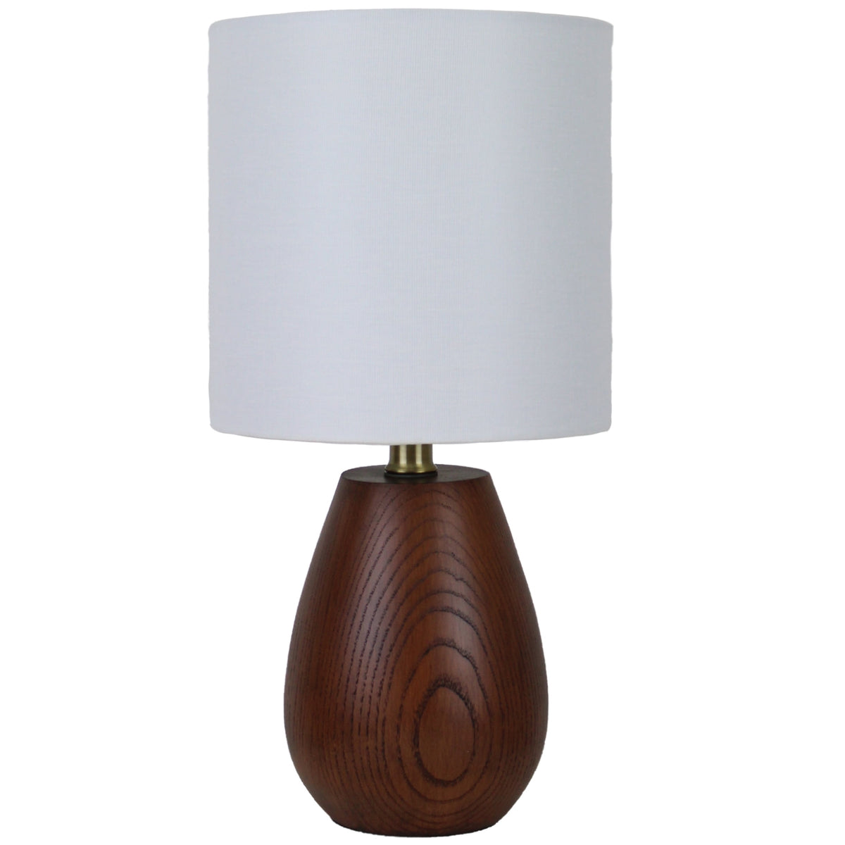 Velmora™ 16 in Walnut Wood-Look Rounded Table Lamp with White Shade