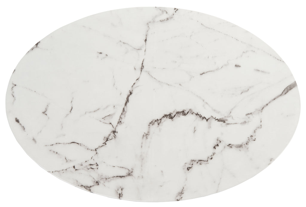 Velmora™ Placido Abstract Oval Coffee Table, White Marble/Black