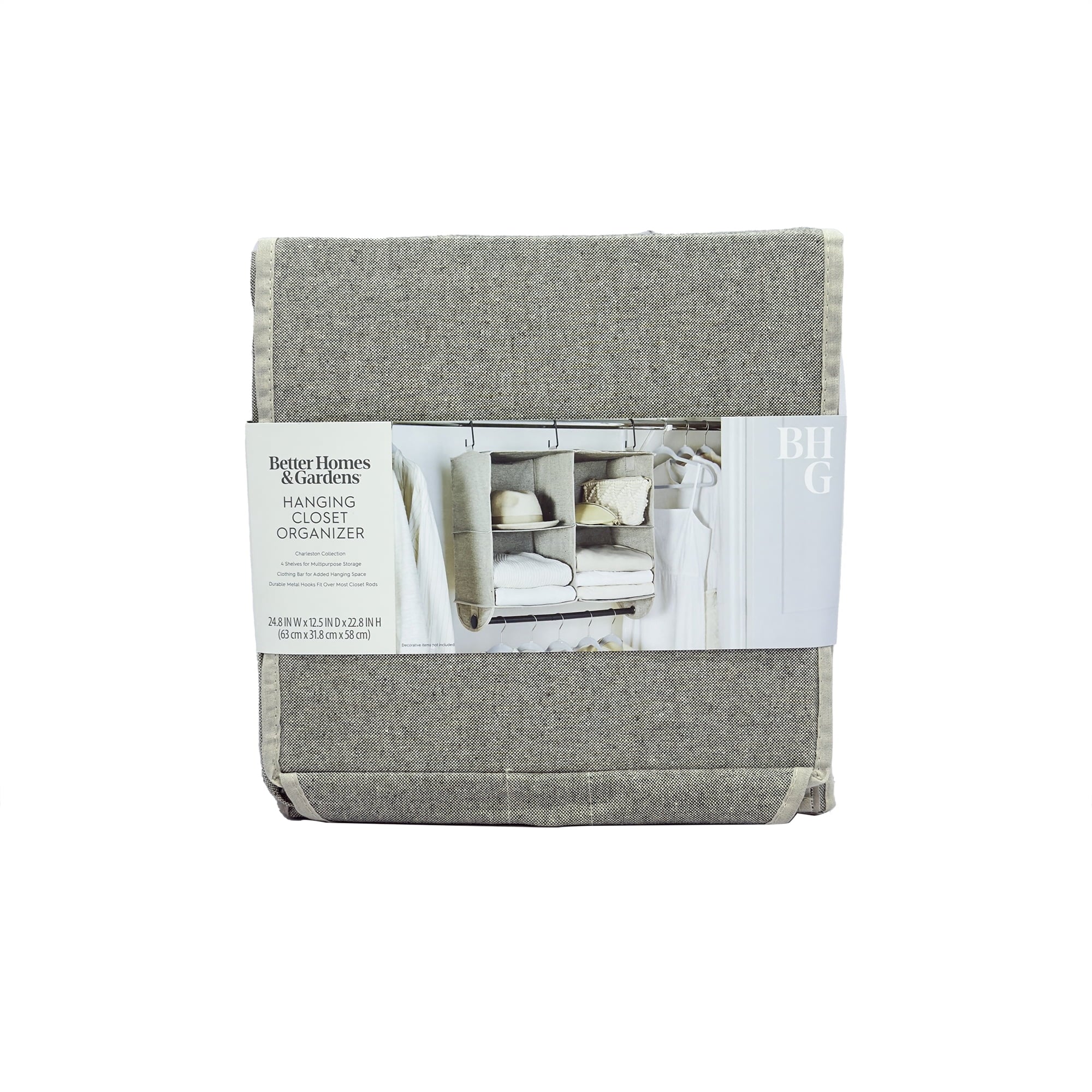 Velmora™ (2 pack) 4-Shelf Gray Hanging Closet Organizer with Rack