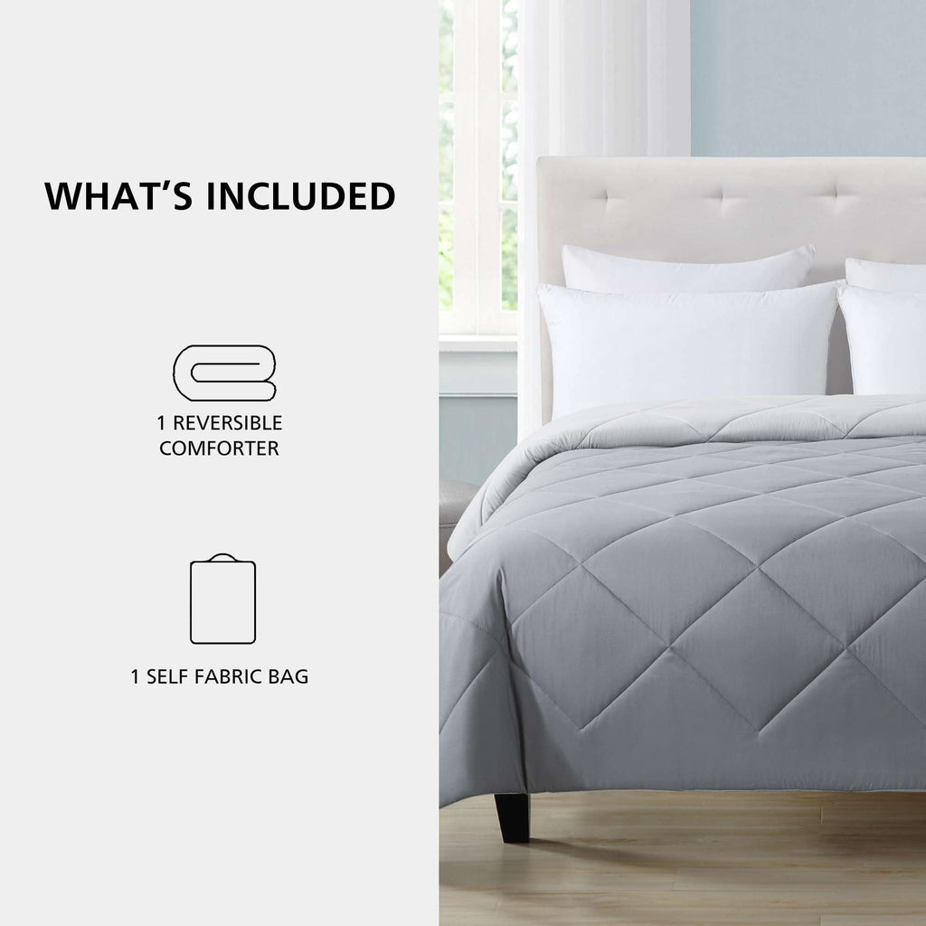 Velmora™ Reversible Microfiber Comforter, Grey, Full/Queen