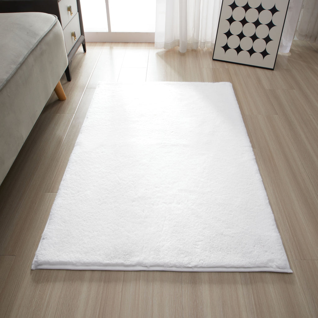 Velmora™ Solid Soft Rabbit Faux Fur Area Rug Black,30x46"