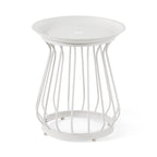 Velmora™ Aubrey 3-Piece Metal Outdoor Chat Set, White & Blue